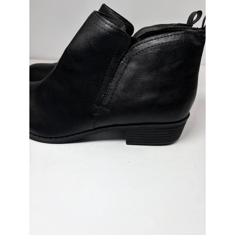 Sun + Stone‎ Cadee Ankle Booties Black 11 Wide Block Heel Minimalist Chic Urban